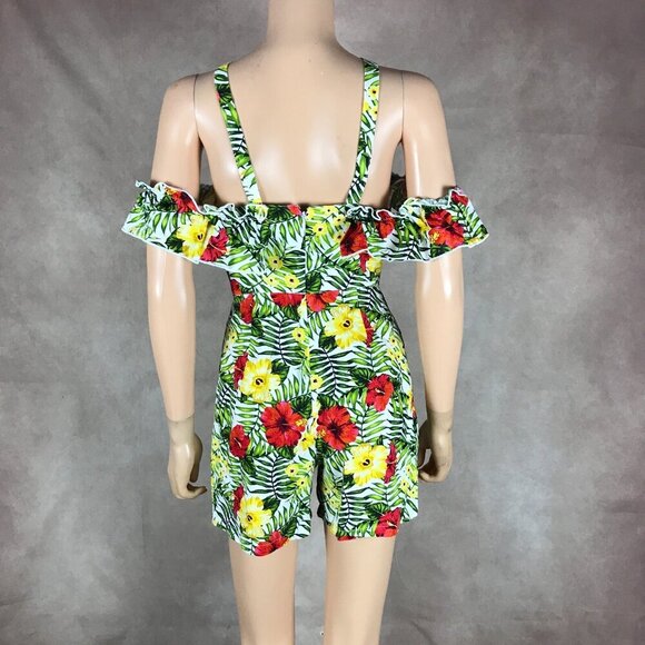 XOXO Floral Cold-Shoulder LINEN BLEND Romper NWT XS - Picture 12 of 12